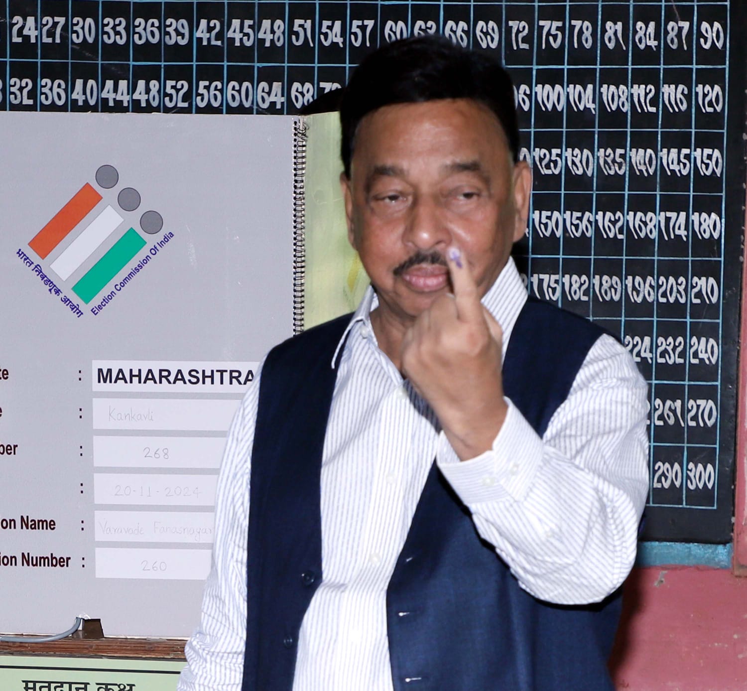 खासदार नारायण राणे यांनी वरवडे येथे बजावला मतदानाचा हक्क 