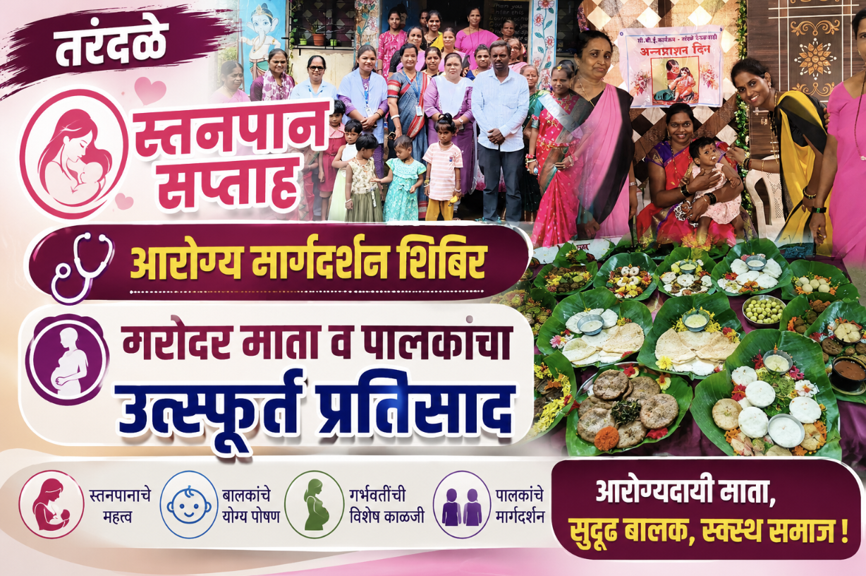 तरंदळे येथे स्तनपान सप्ताहानिमित्त आरोग्य मार्गदर्शन शिबिर संपन्न; गरोदर माता व पालकांचा उत्स्फूर्त प्रतिसाद 